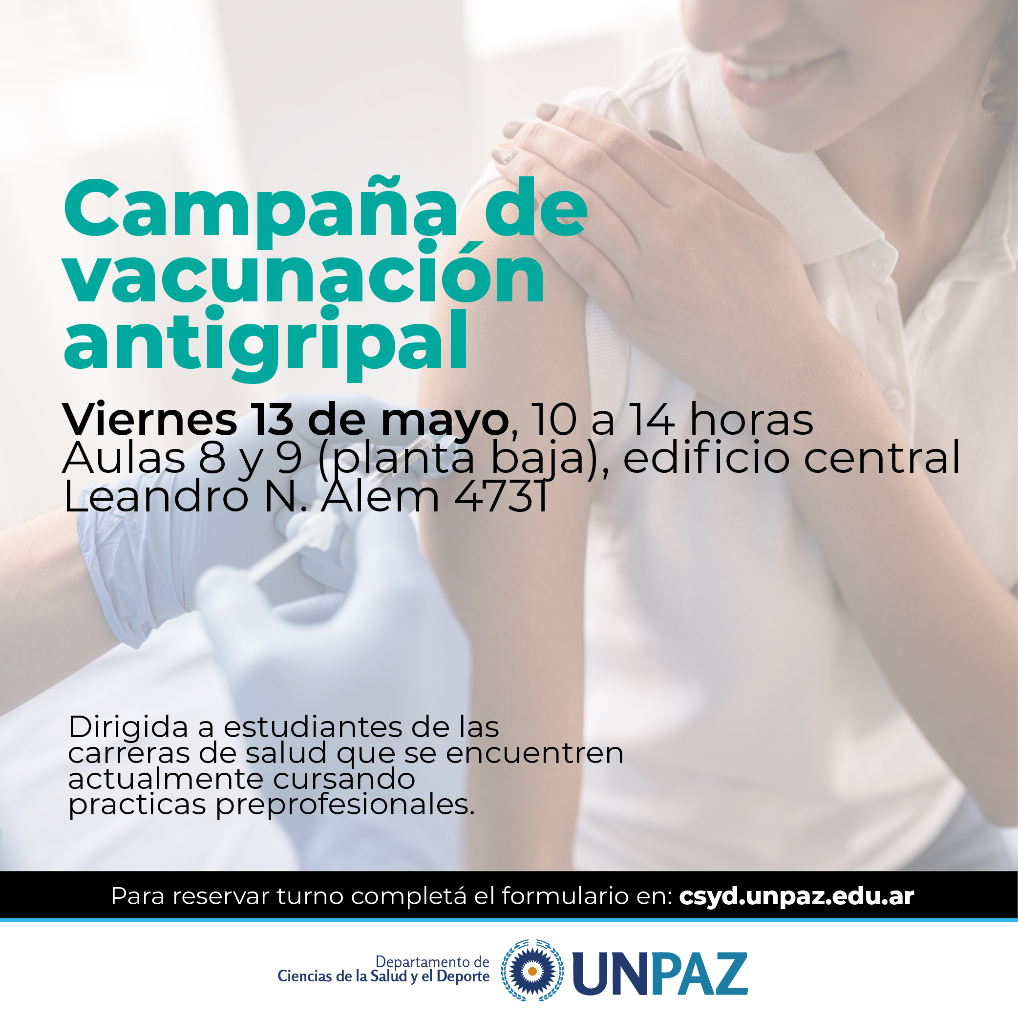 Campaña de vacunación antigripal para estudiantes de carreras de salud